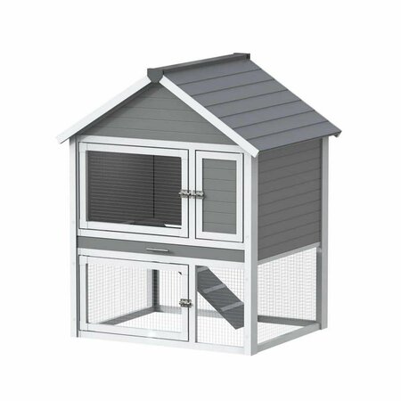 NEW AGE PET Huntington Rabbit Hutch, Grey & White ECORH205